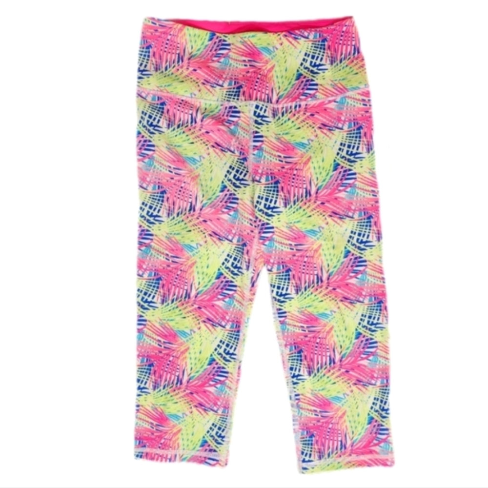 Victoria's Secret Leggings Workout Colorful Cropped Tropical Pattern Pink Size S
